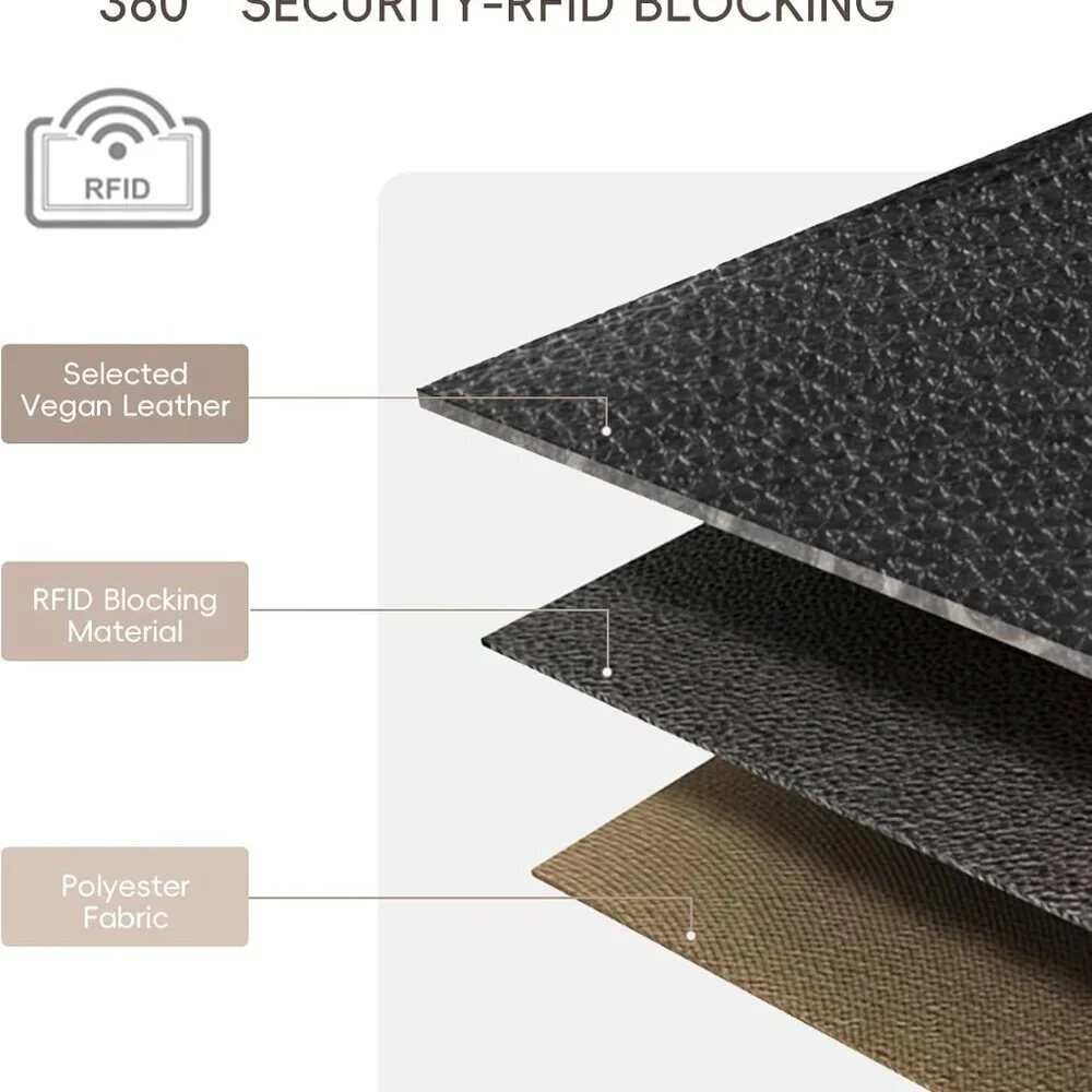 Women Large Capacity Vegan Leather Wallet RFID Blocking Credit Card Holder